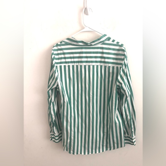 J.crew Lightweight shirt signature fit green White XL minimalist preppy office - Picture 3 of 6